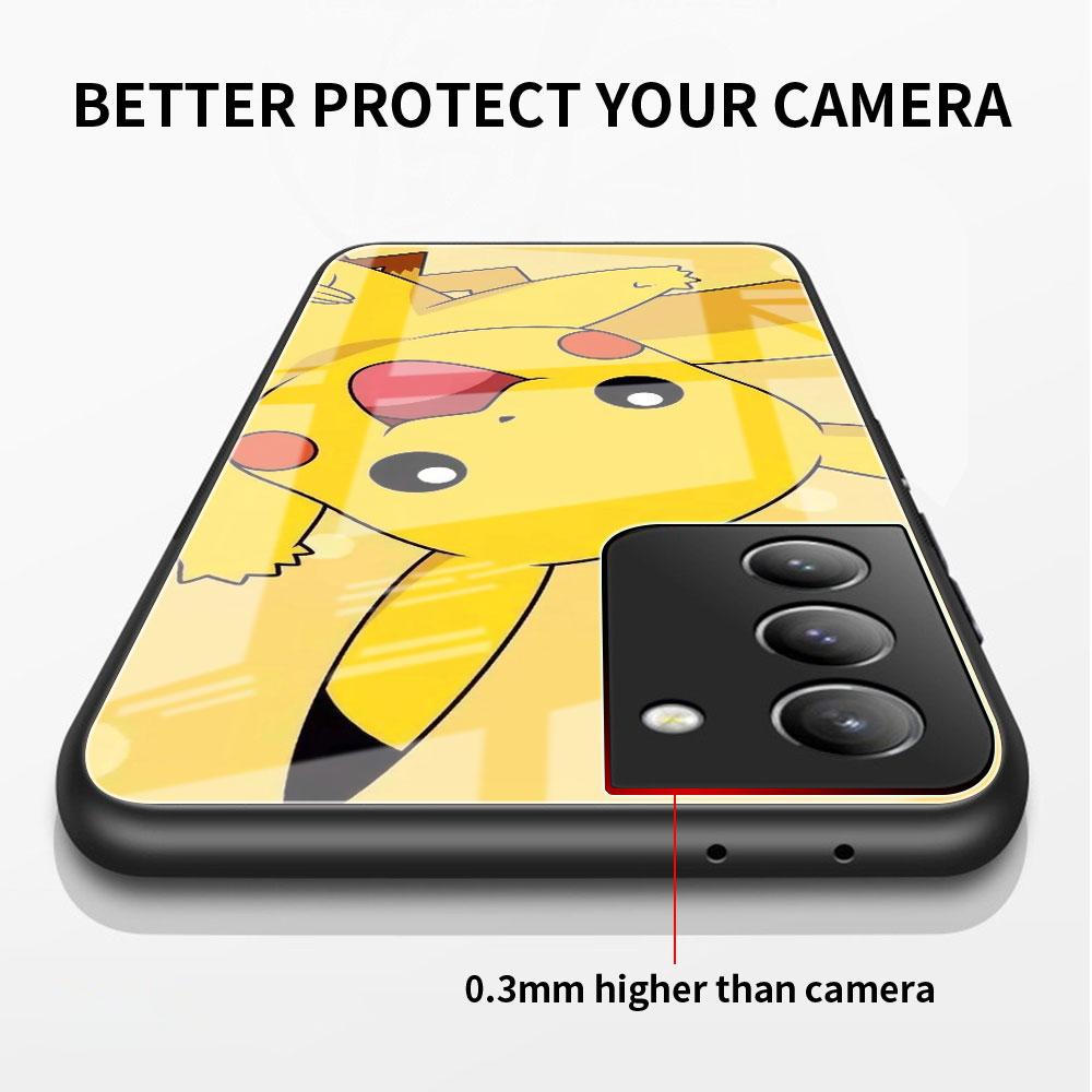 Pokemon Glass Case For Samsung Galaxy S22 S20 FE S21 Plus Phone Cover S10 5G S9 Note 20 Ultra 10 Lite Shell