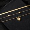 Heart-shaped pendant snake bone chain multi-layered necklace for women European and American-style, understated luxury, niche, vintage clavicle chain