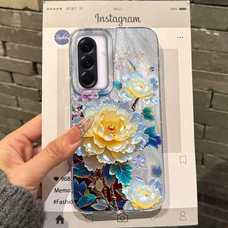 Luxury Flowers Case For Samsung A56 A16 A17 A07 S24 S25 FE Xiaomi Redmi Note 14 13 Pro 14C A5 Huawei Honor 400 200 Lite Pro iPhone 16 Shockproof Cover