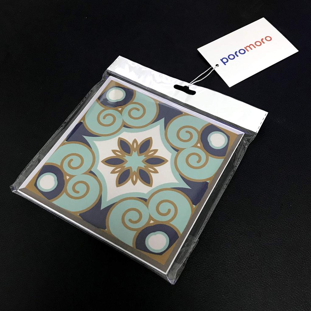 Poromoro Portuguese Spanish Style Azulejo Tile Stickers Peel Stick Kitchen Bathroom Mosaic Tile Stickers Set & - & - & - 16-Piece ($5.9.20)