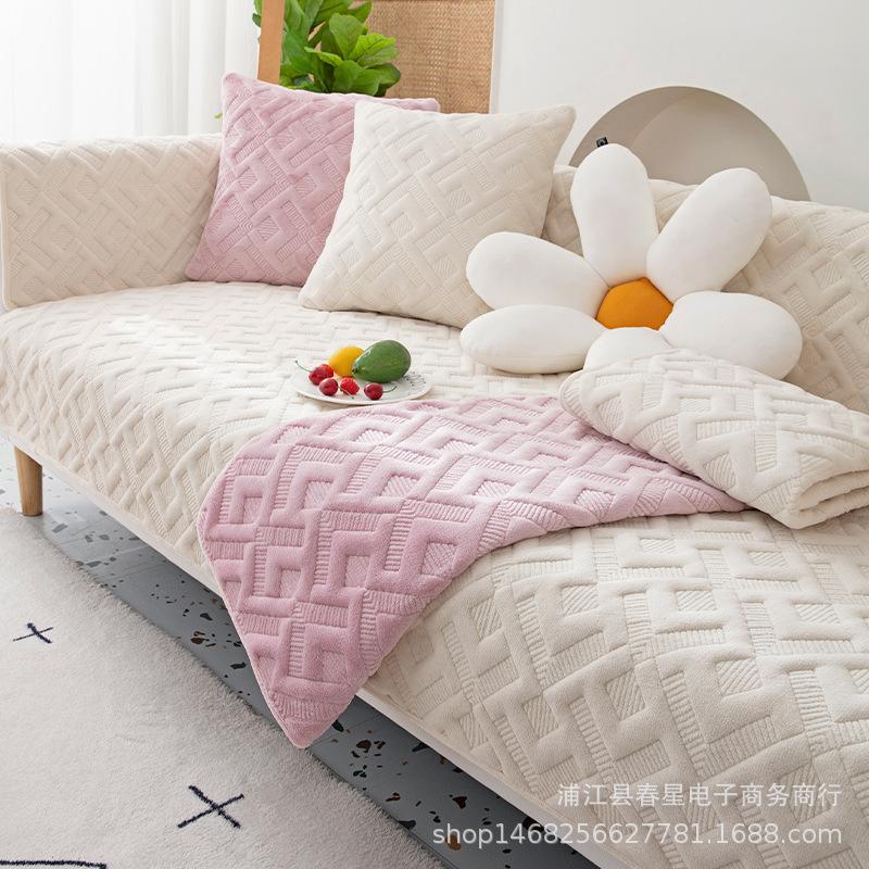 Winter New Plush Sofa Cushion Modern Simple Sofa Cover Living Room Sofa Cushion Cover Cloth