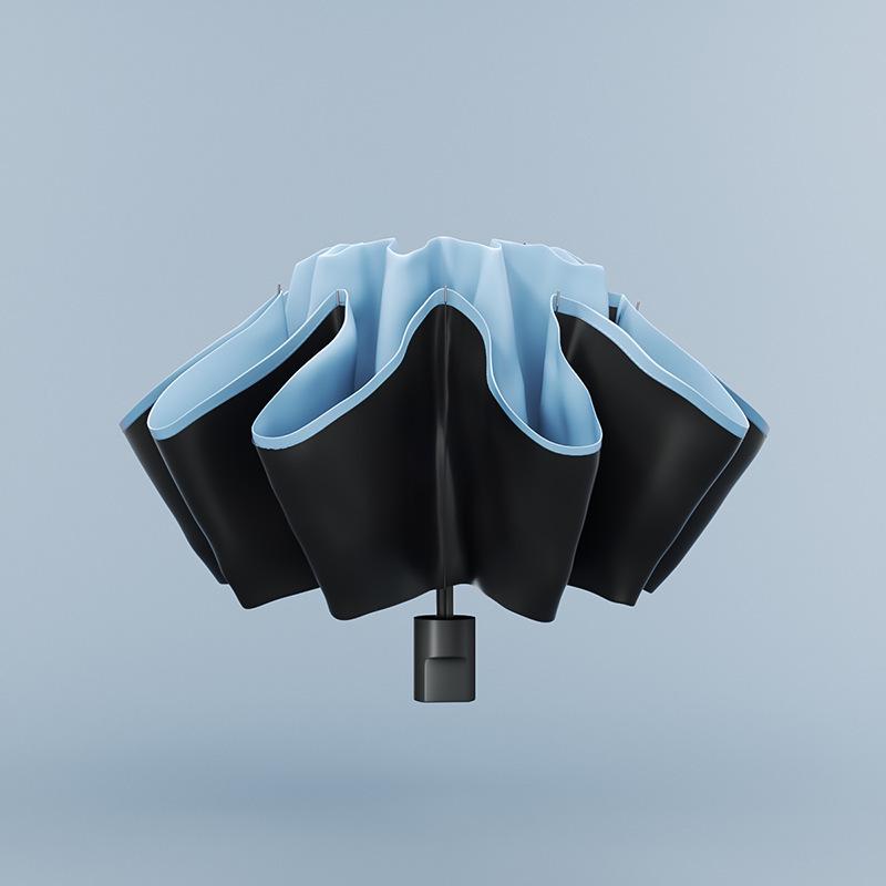 Men's Black 24-Rib Automatic Folding Umbrella with Custom Logo and UV Protection
