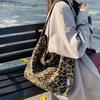 Leopardenmuster Canvas-Tragetasche für Damen Große Kapazität Lässige Umhängetasche Koreanischer Stil Herbst Winter Handtasche Stofftasche