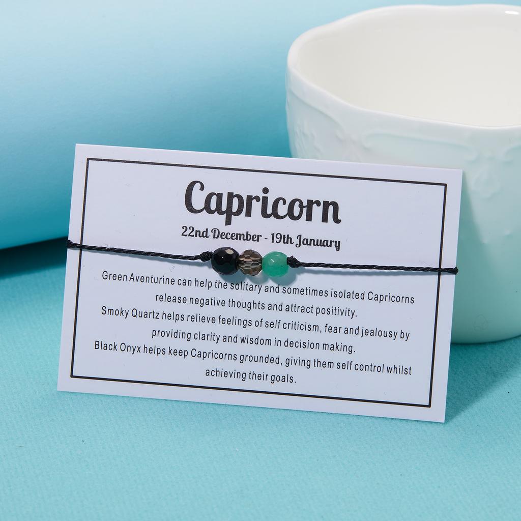 12 Constellation Bracelet Crystal Beads Rope Chain Bracelets for Women Zodiac Sign Libra Aries Wish Card Birthday Jewelry Gifts