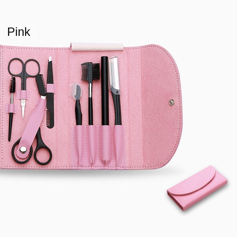 8Pcs eyebrow grooming kit with eyebrow shaper, eyebrow pencil, and tweezers for women and men, complete set