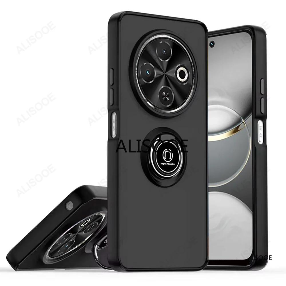 Shockproof Armor Funda for Tecno Spark 30C (4G) Case Translucent Ring Stand Holder Cover for Tecno Spark 30C (KL5, Kl5n) Cover