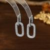 Stainless Steel Double Loop Drop Earrings for Women Girls Geometric Round Rhinestone Pendant Earrings Jewelry Gift