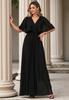 Dress with Cape - Elegant Dress with Pleated Bottom - Black Dress M1123 S/M