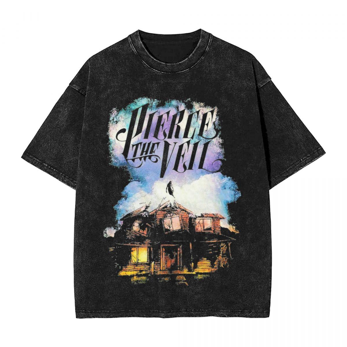 

Pierce The Veil T Shirt Hip Hop Washed Cotton Street TShirts Rock Music Vintage Men Women Tops Streetwear Printed Tees S