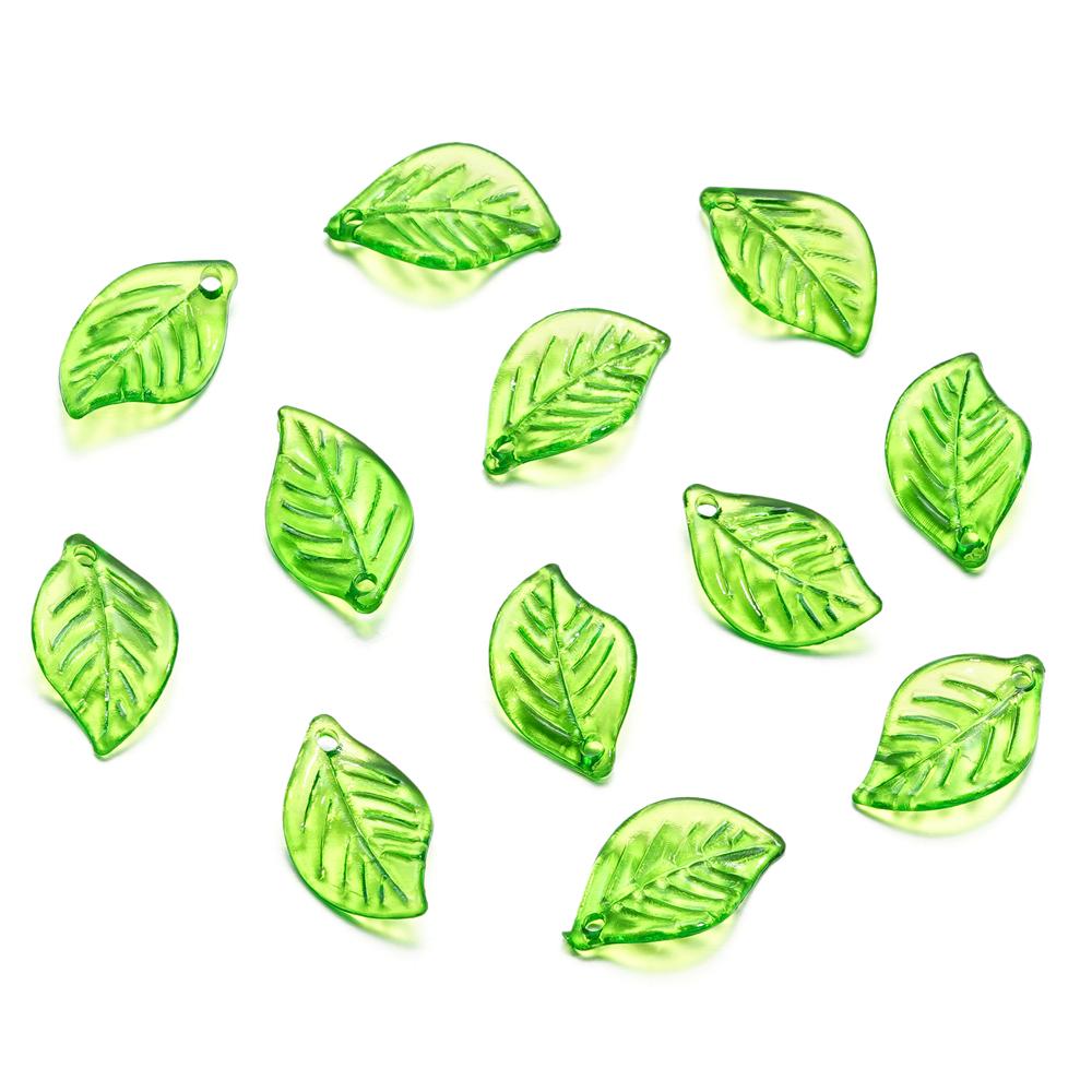 10-100pcs Green Acrylic Leaf Charms Leaves Beads Pendants For Diy Necklace Bracelet Earrings Jewelry Making Handmade Crafts