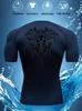 Men's Compression Shirt Quick Dry Gray Gym T-Shirt Black Tribal Wolf Back Print Workout Sportswear