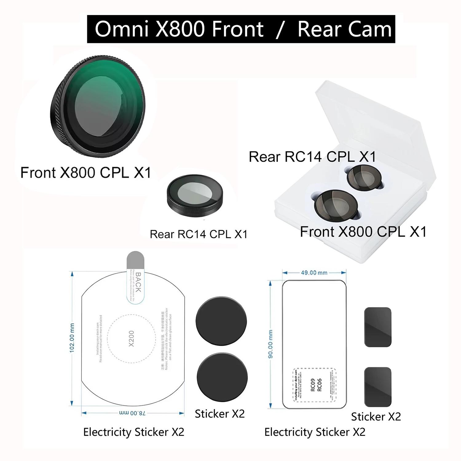 for 70mai Dash Cam X800 CPL Filter Reduce Glare Reflection Enhance Contrast  for 70mai Rear Cam RC14 CPL Filter чёрный
