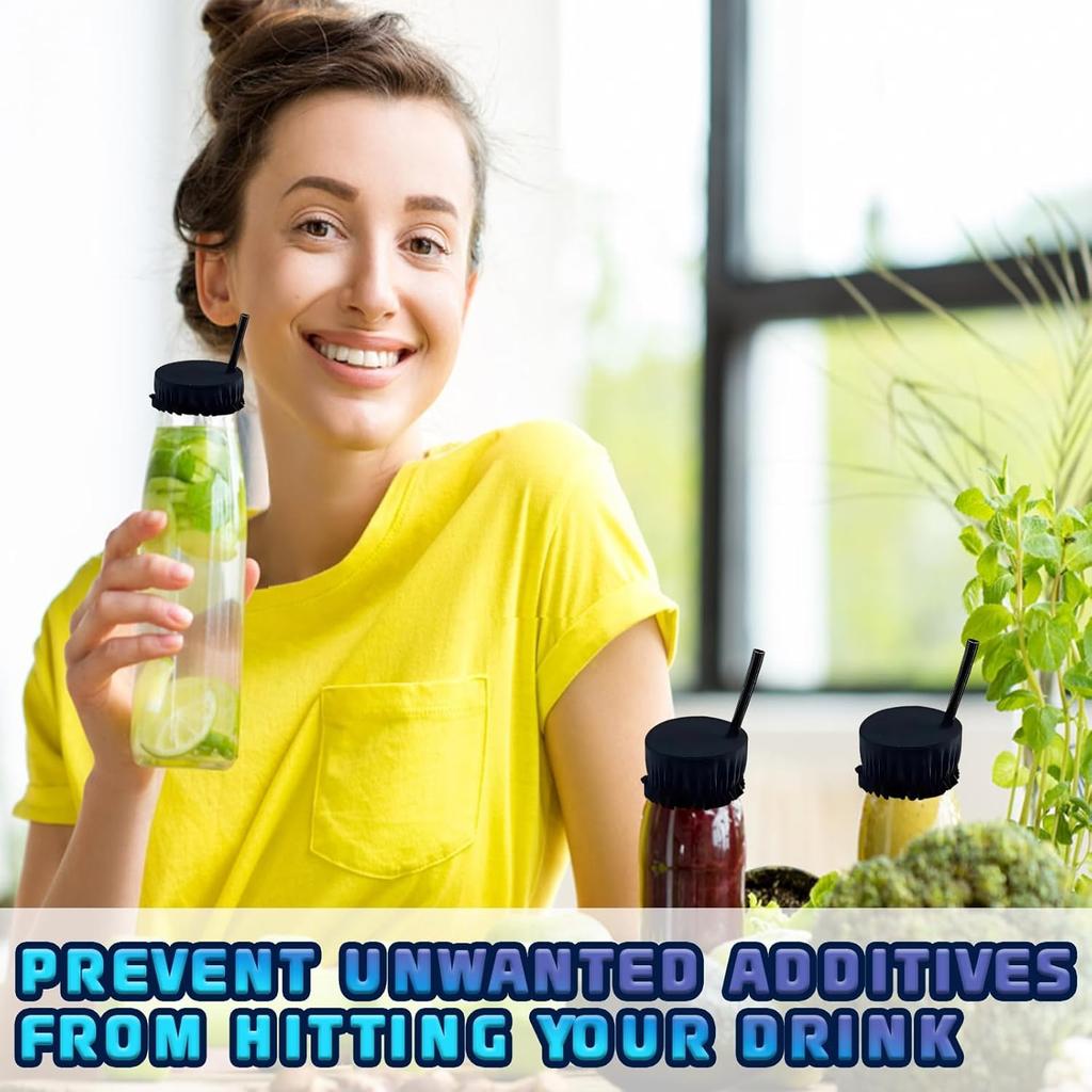 8x Anti Spike Drink Cover Scrunchies W/ Straw Hole Cup Cover Protector Reusable