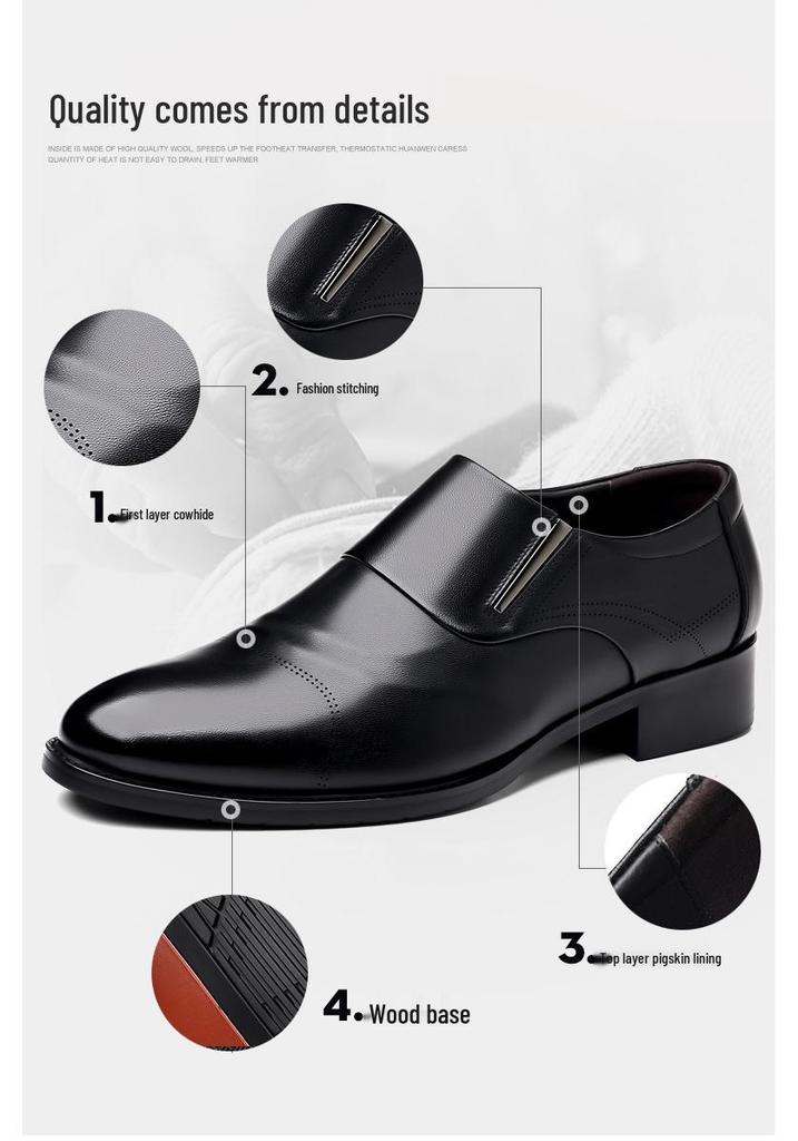 Men's Autumn Formal Leather Shoes - Top Layer Cowhide, Breathable, Wear-Resistant, Genuine Leather, Slip-On, Low-Top.