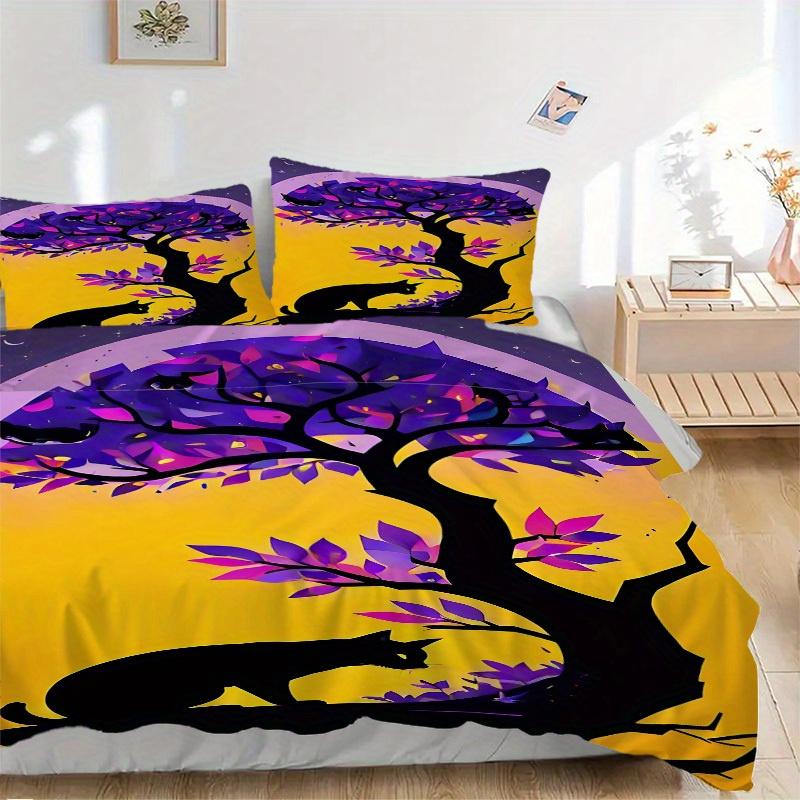 

3pcs Tree Silhouette Bedding Set, Suitable for Bedroom Decoration, (Includes 1 Duvet Cover And 2 Pillowcases, Quilt Not Included) yy250822168 135x200cm