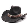 Hot-selling top hat, ethnic style cow head, western cowboy top hat, rolled brim, retro riding hat, woolen felt hat