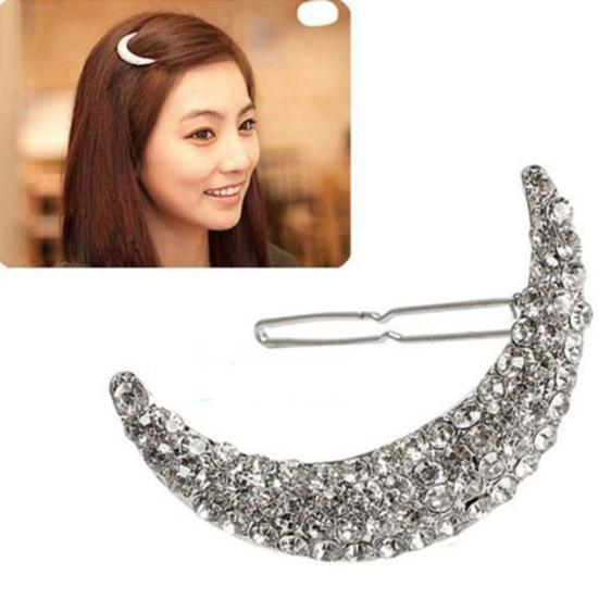 Shiny Rhinestone Moon Hair Clip Bang Clip Headdress Hairpin Clamps Headwear