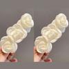 2Pcs White Rose Flower Hair Clips for Women, Elegant Organza Satin Hair Barrettes, Bridal Hair Accessories for Wedding, Party &