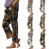 Relaxed Fit Elastic Waistband Printed Trousers with Pockets Lightweight Casual Style Full Length Pants for Women