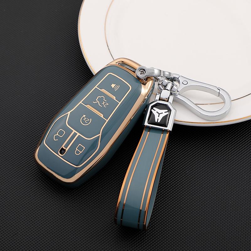 Car Key Cover Case for Ford Fusion Mondeo Mustang F-150 Explorer Edge 2015 2016 2017 2018 Car Styling Key Protection Keychain