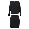 Za Export New Arrival Women's Clothing ZR Fashion Style Fashion All-Match Long Sleeves Shoulder Sweater Curling Bodycon Dress Two-piece Set