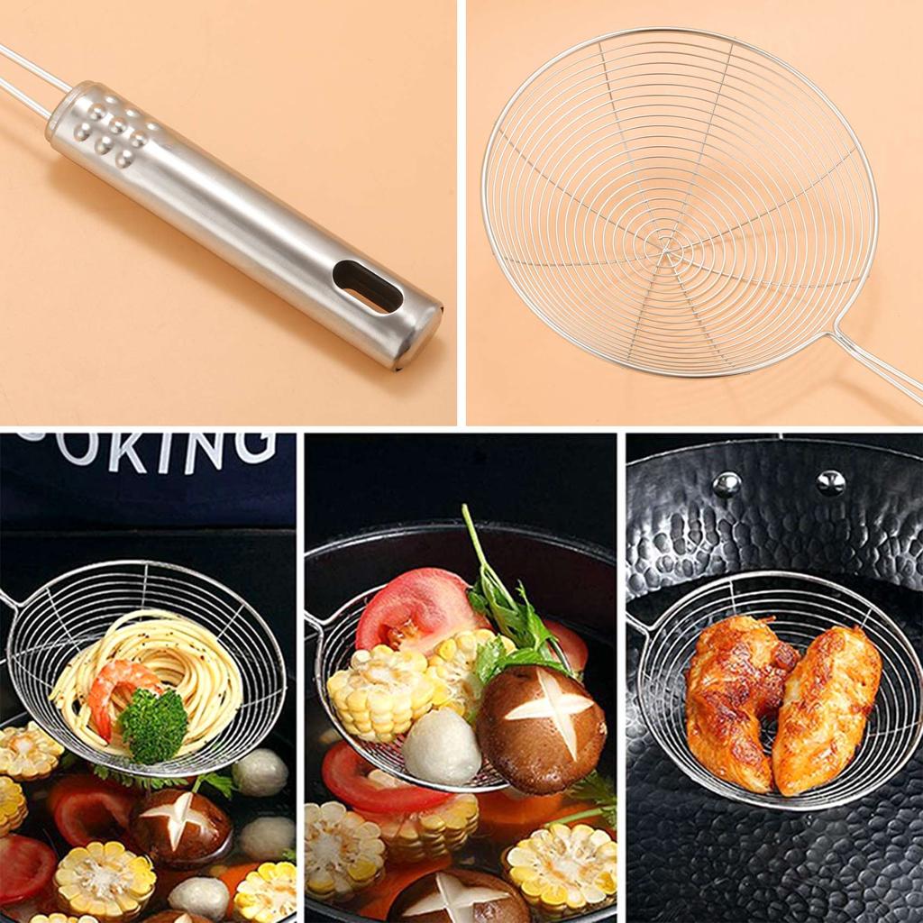A84X-Skimmer Spoon, 4 Pack Stainless Steel Spider Strainer Skimmer Spoon, Donut Spoon, Skimmer Spoon For Kitchen Deep Fryer