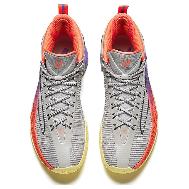 ANTA Men KT9 Professional Basketball Shoes Grey Orange Purple 112421101-4
