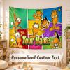 Custom Name Text Tapestry,Garfield Boho Wall Hanging, Decorative Backdrop Tapestry For Room