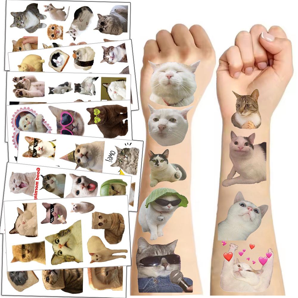 New Children's Cartoon Cat Expression Tattoo Stickers Waterproof Sweat Fun Underwater Party Temporary Stickers