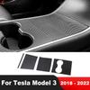 For Tesla Model 3 2018 Carbon Fiber Car Center Console Panel Cover Trim Water Cup Holder Frame Accessories