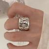 PANJBJ  925 Sterling Silver Double Layer Ring for Women Girl Gift Geometry Hollowing Out Minimalism Fashion Jewelry Wholesale