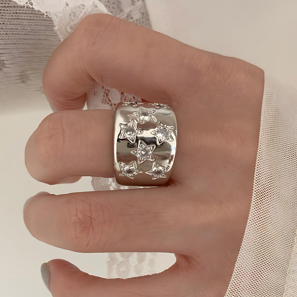 PANJBJ  925 Sterling Silver Double Layer Ring for Women Girl Gift Geometry Hollowing Out Minimalism Fashion Jewelry Wholesale