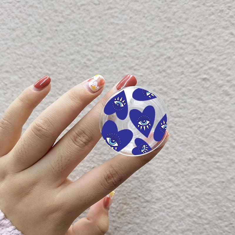 Türkischer Glücksbringer Blauer Nazar-Auge Abstrakter Handygriff Tok Ständer Halter Transparent Griptok für iPhone 13 Samsung Huawei Xiaomi Halterung