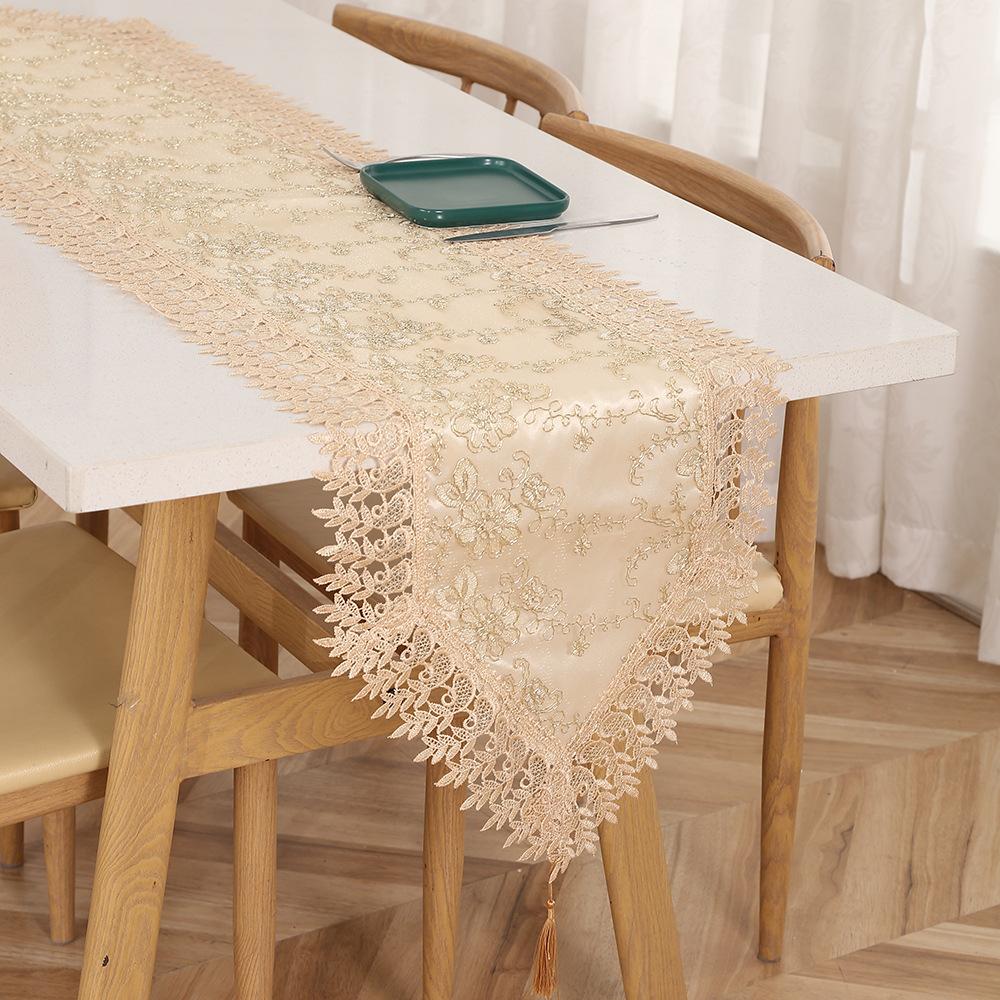 Vintage Lace Table Runner Waterproof Oilproof Long American Country Style Dining Mat Table Runner Tea Table Desktop Decorative