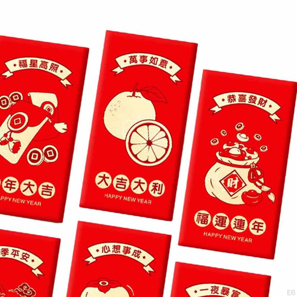 6 Pieces Chinese Year Red Envelopes Money Envelope Dragon Hongbao Hong Bao for Spring