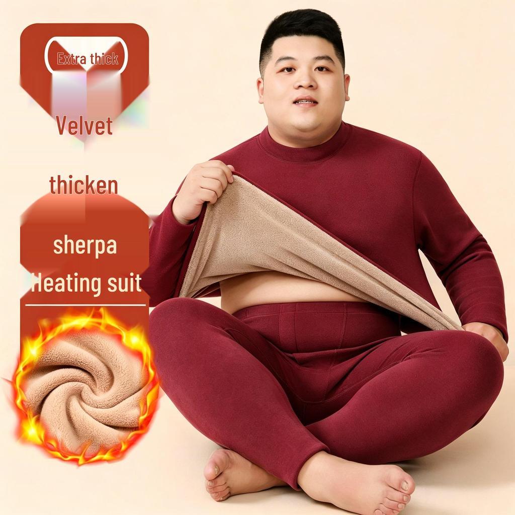 "Set Intimo Termico Unisex Taglia Plus - Agnello Spesso, Girocollo per Autunno/Inverno"