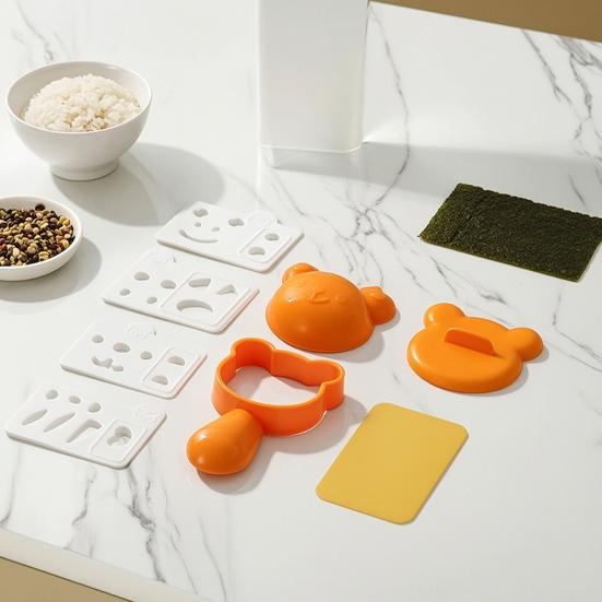 DIY Lunch Box Decorator Rice Ball Molds Kit, Cartoon Bear/Cat/Dog/Panda Shape Onigiri Maker, Cute Kitten Bento Accessories Food Grade