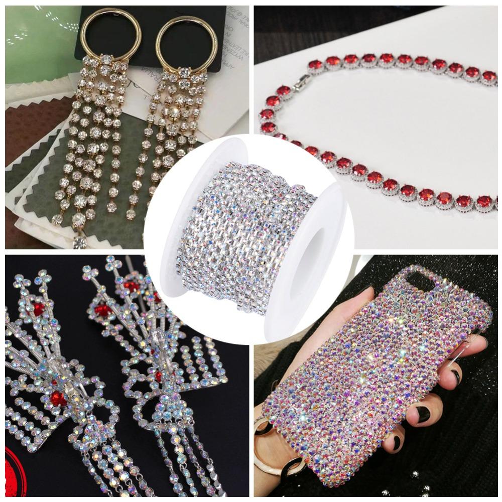 1PCS Crystal AB Crystal Chain 10 Yards Length Rhinestone Chain Trim Craft Decoration