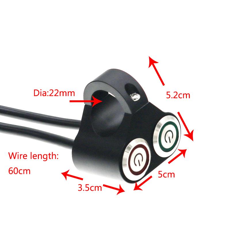 LMoDri Aluminum alloy Motorcycle Switch Button Manual-return Self-return Button LED Light Lamp Control CNC