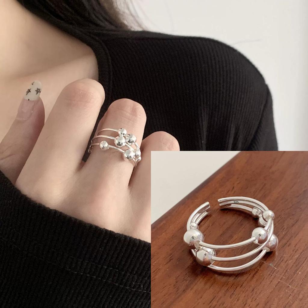 VENTFILLE 925 Sterling Silver Flower Lace Ring Korean Fashion Opening Inlaid CZ Adjustable Rings Valentine's Day Gift