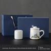 Jade White Porcelain Tea Cup with Water Separator - Large Capacity, Personal Use, High-End Office Mug for Tea Brewing