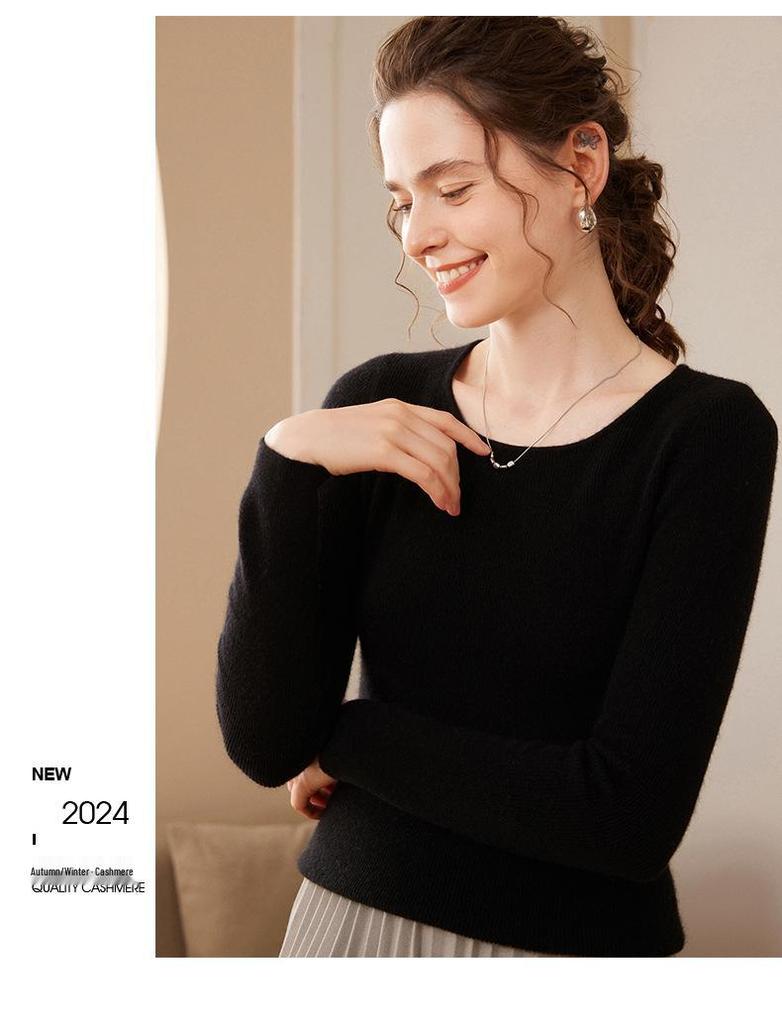 Women's Slim Fit V-Neck Cashmere Pullover Sweater for Autumn/Winter