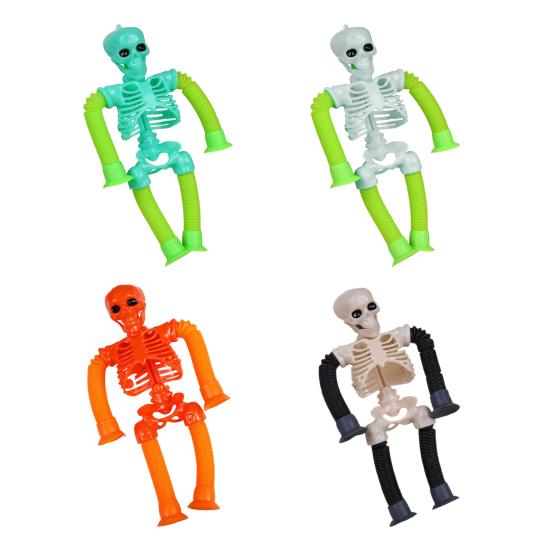 Tubes Skeleton Fidget Toys for Kids Glow-in-the-Dark Telescopic Suction Cup Toy Stress Anxiety Relief Bendable Joints Figures Halloween Decorations