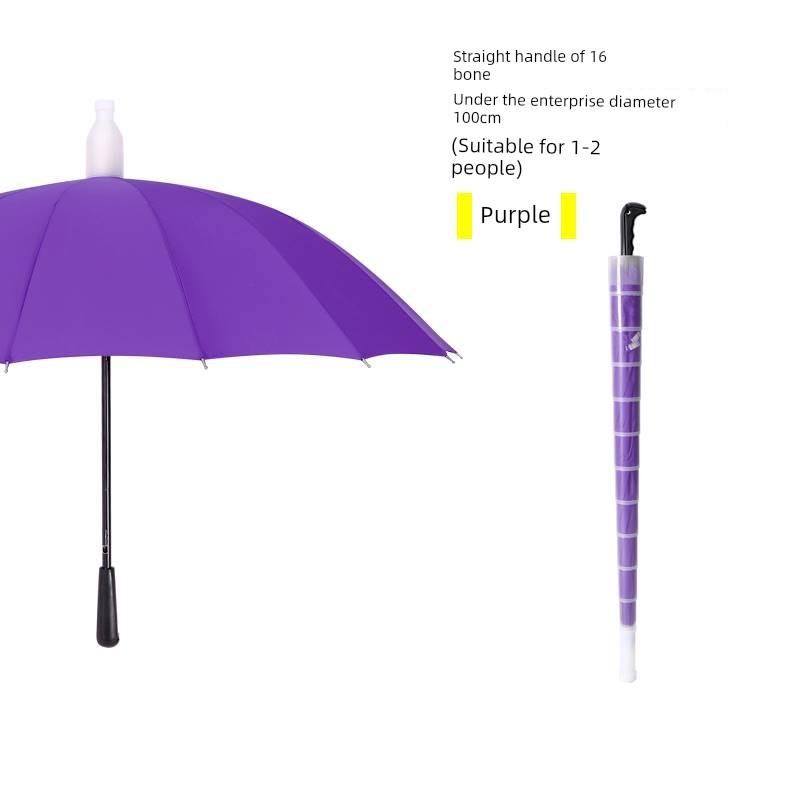 Waterproof Umbrella for Men and Women, Double Automatic Large Car-Mounted 16-Rib Long Handle Umbrella, Oversized Black Umbrella for Men and Women