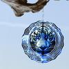 Metal Wind Spinner 2D Blue Tiger Design Hanging Decor for Garden Yard Balcony Outdoor Decoration No Battery Needed