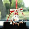 Cute Lucky Rabbit Car Pendant Amulet Blessing Rearview Mirror Hanging Alloy Key Bag Car Ornament Decor Couple Gift Xmas New Year