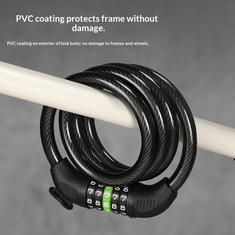 BENGGUO 5-stellige Zahlenschloss für Fahrräder, dickes Stahlkabel, Diebstahlschutz-Sicherheitsschloss mit Halterung