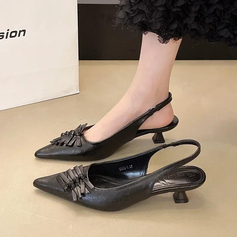 Summer New Women Fashion Sexy Party Punk Goth Pointed Toe High Heel Shoes Woman Leather Pu Footwear Buckle Strap Sandals