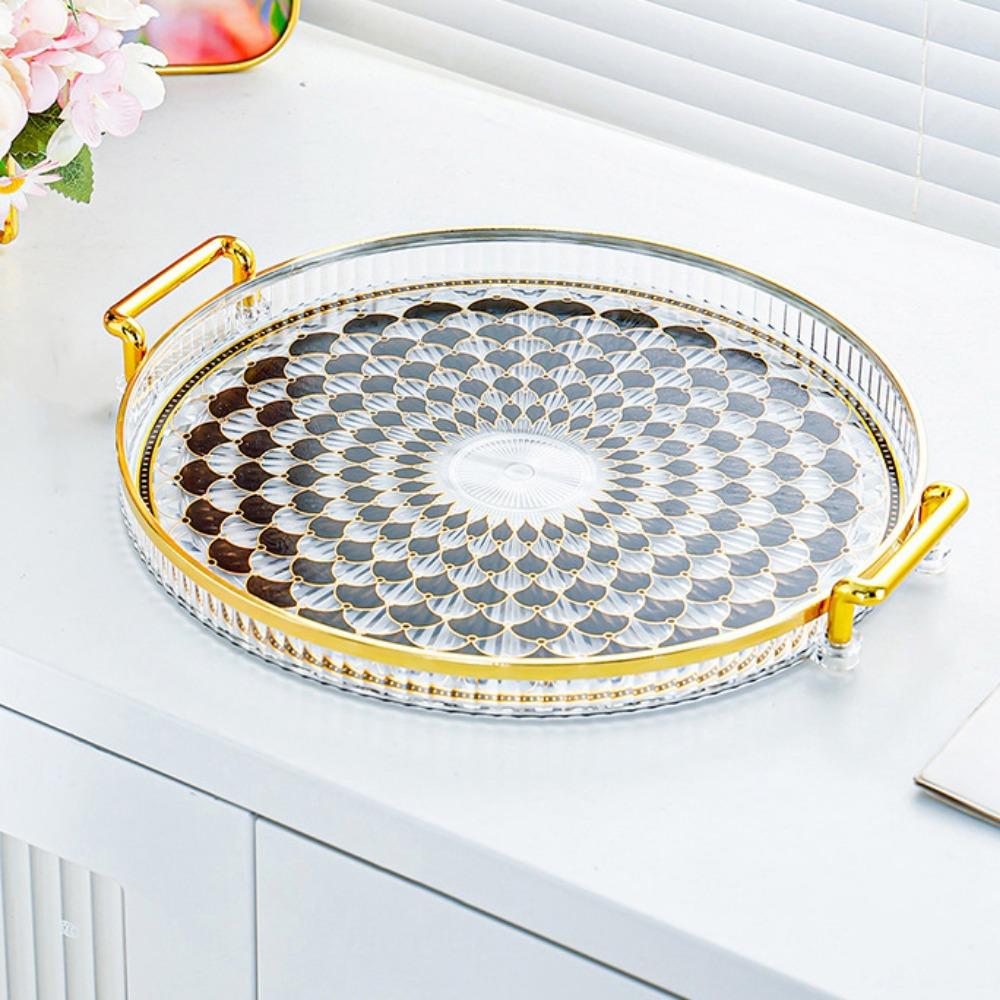 

Household Food Storage Box with Handle Jewelry Display Plate Multi-function Tea Tray Dessert/Snack Style C