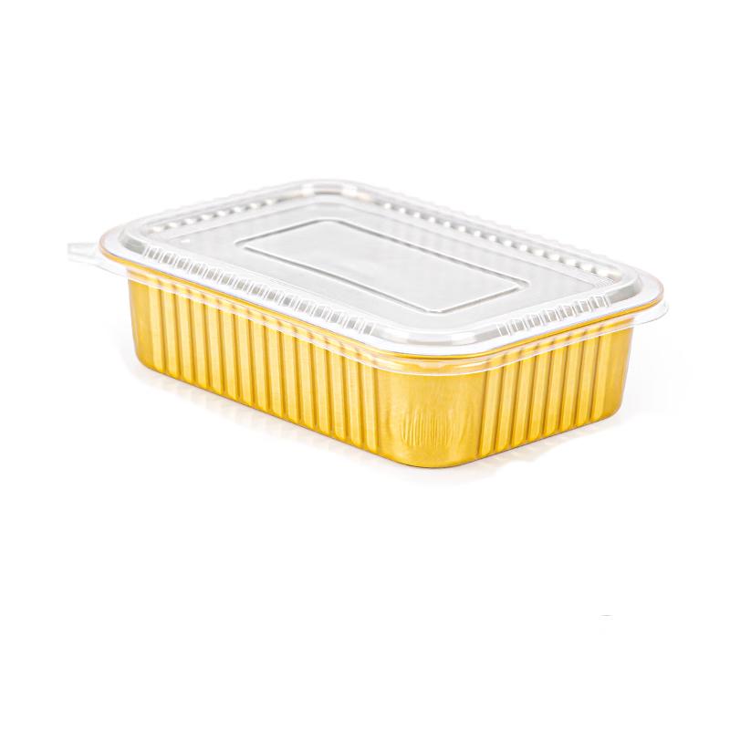 Qianxing 750ml Square Aluminum Foil Takeaway Boxes with PP Lids, 100 Sets